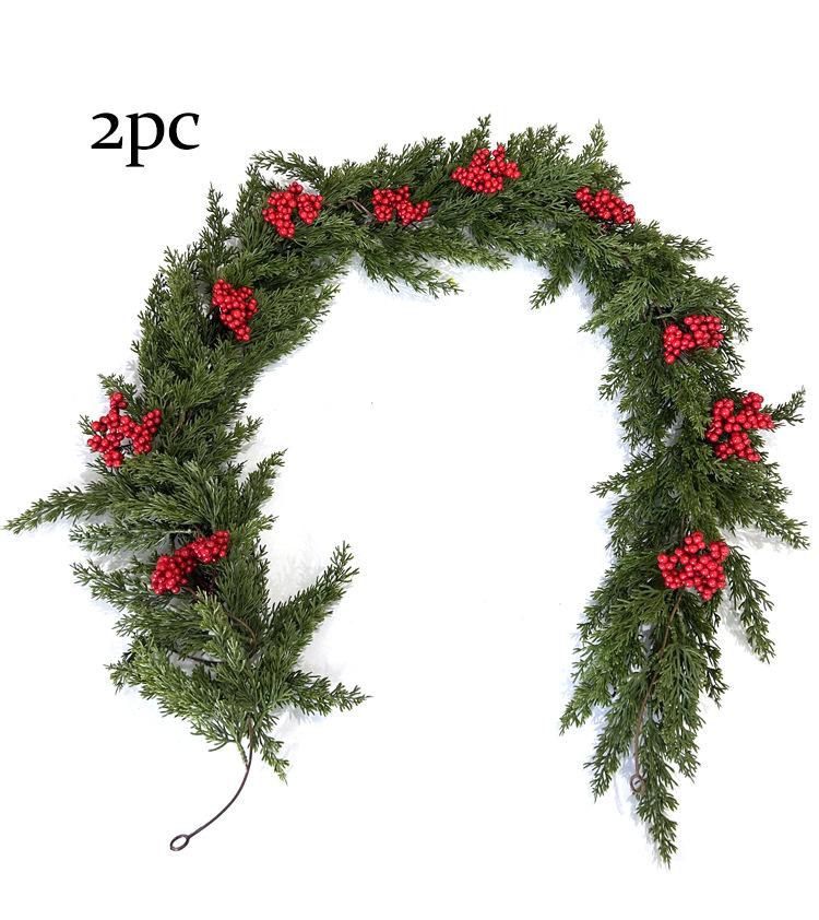 Christmas Garland 6FT Artificial Cedar Pine Garland Realistic Winter Greenery with Red Berries Garland for Christmas Party Xmas Table Mantle Wall Room