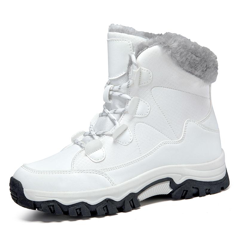Модные зимние женские сноубутсы 2024 Новые уличные утепленные плюшевые женские кроссовки Зимняя обувь Теплые на толстой подошве Снего- и водонепроницаемые хлопковые ботинки