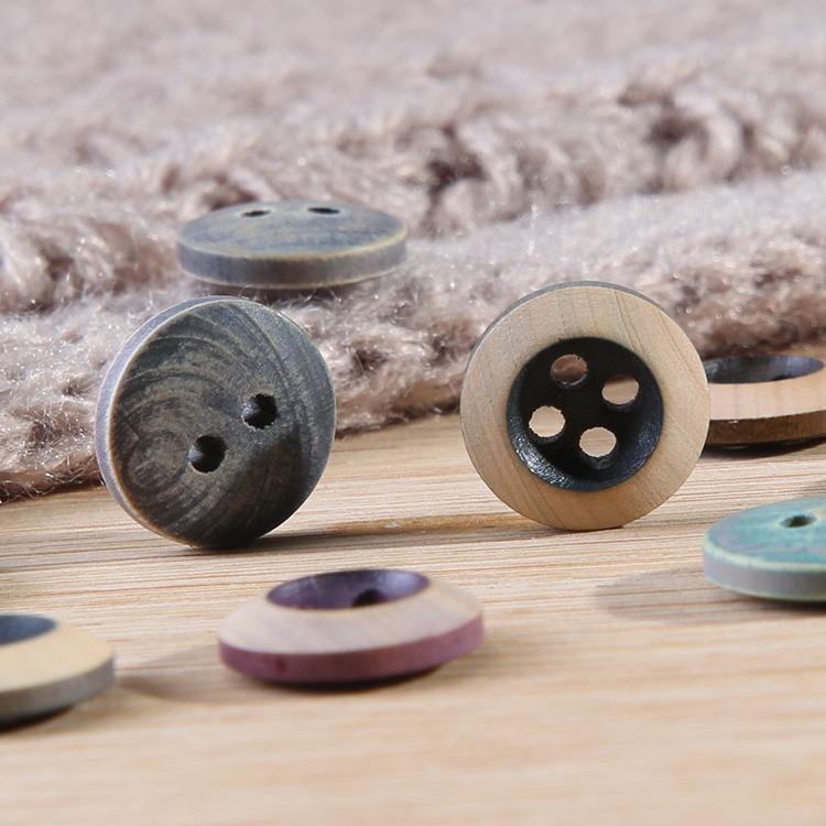 Solid Wood Shirt Button Shirt Wooden Button Children Baby Clothes Cardigan Shirt Decorative Round Buttons
