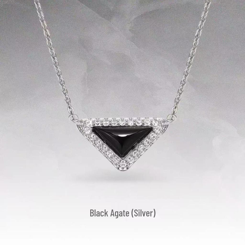 Ожерелье из натурального камня треугольной формы с бриллиантами - Роскошное, изысканное и универсальное колье-цепочка для ключицы для создания высококлассного стиля.