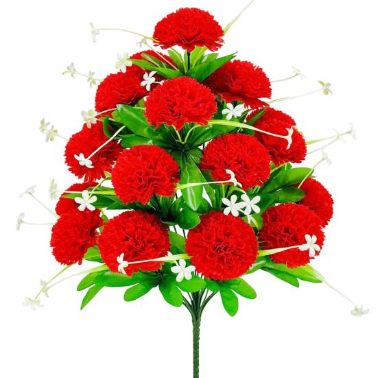 Artificial Carnation Realistic 18 Head Fake Silk Flower UV Resistant Wedding Party