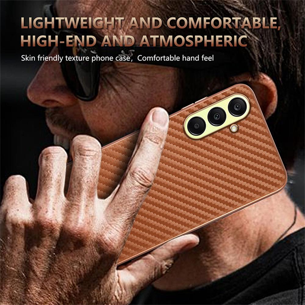 AZNS For Samsung Galaxy A37 5G Case Electroplating Carbon Fiber Texture PU + TPU Phone Cover