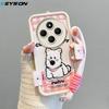 KEYSION Cartoon Cute Plush Embroidery Case for Redmi 14C with Lanyard Soft Silicone Shockproof Phone Cover for Xiaomi POCO C75