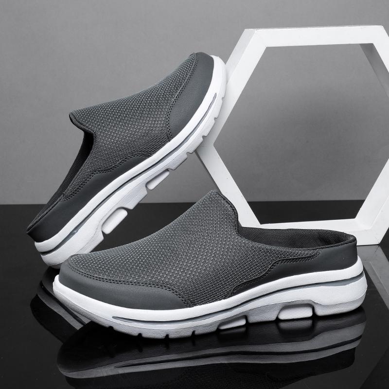 Men/Women's Interior Slippers Men's Half Slippers Summer Mesh Meter-breathable Men's Black Slippers