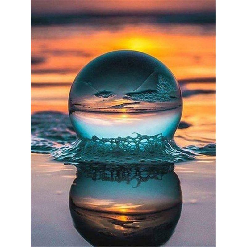 5D Diy Алмазная картина Полный круглый стеклянный стакан для воды Пейзаж Алмазная вышивка крестом Мозаика Домашний пейзаж Стена