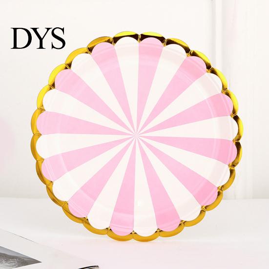 Бумажные тарелки с золотой полосой 10 шт. 7/9 дюйма Одноразовые Безопасные Противоскользящие Толстые Украшения Подарки Принадлежности для Дня Рождения Поднос
