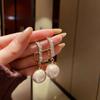 New Fashion Korean Bling Pearl Drop Dangle Earrings for Women Girls Luxury Shinying Zircon Wedding Earrings Jewelry Gift