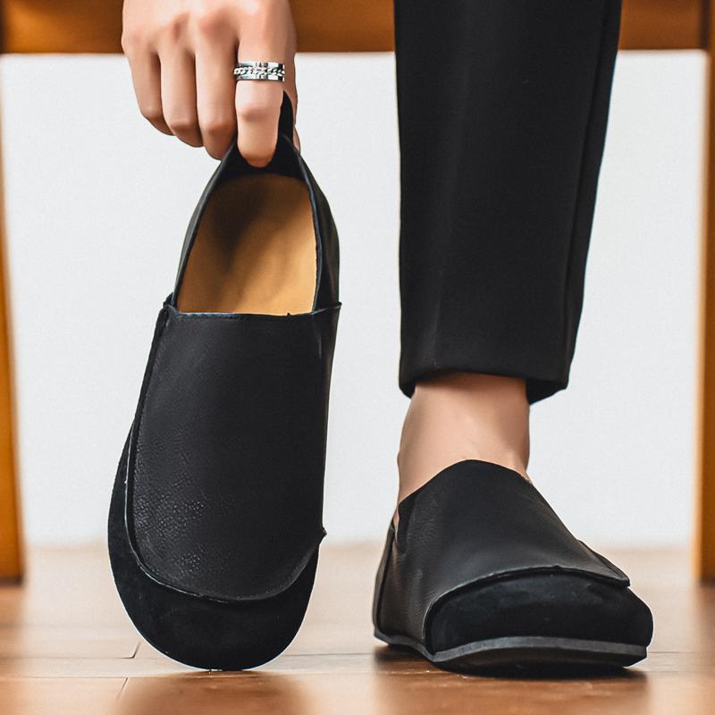 Мужские ретро мокасины Обувь Мода Повседневные слипоны Балетки Обувь для вождения Черные Хаки Обувь с широким носком Большой размер