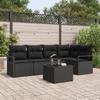 6-piece Garden Sofa with Beige Poly Rattan Cushions, 2-seater Garden Sofa with Black Poly Rattan Cushions 3346393