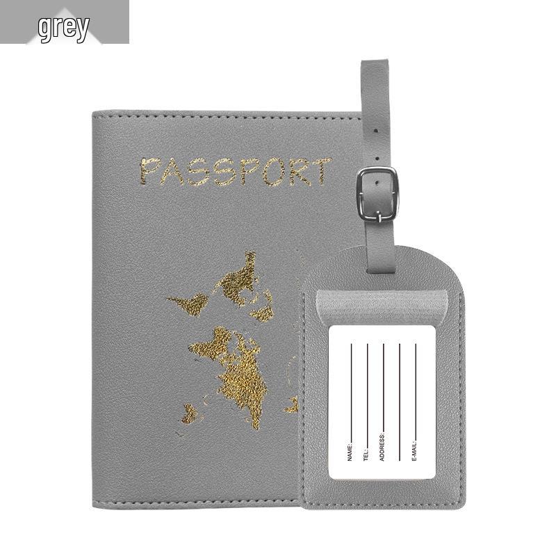 Customizable PU Leather Passport Cover with Hot Stamped Logo, Map, Luggage Tag, & Passport Holder Set