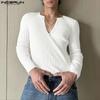 Autumn Men's Long Sleeve Solid Color Rib Fitted Pullover Tops Undershirts