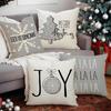 Новый стиль Серый Рождественская елка Снежинка Рождественская наволочка Льняная наволочка с принтом Праздничное украшение для дивана
