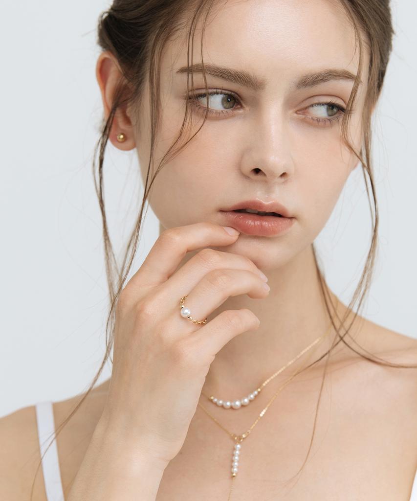 Mcel 14K Изящное Золотое Кольцо-Цепочка с Жемчугом Swarovski