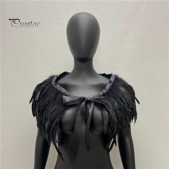 Женская шаль в готическом стиле, перьевая накидка, шарф, наплечная шаль, карнавальный костюм, винтажная шаль ручной работы с регулируемым атласным галстуком