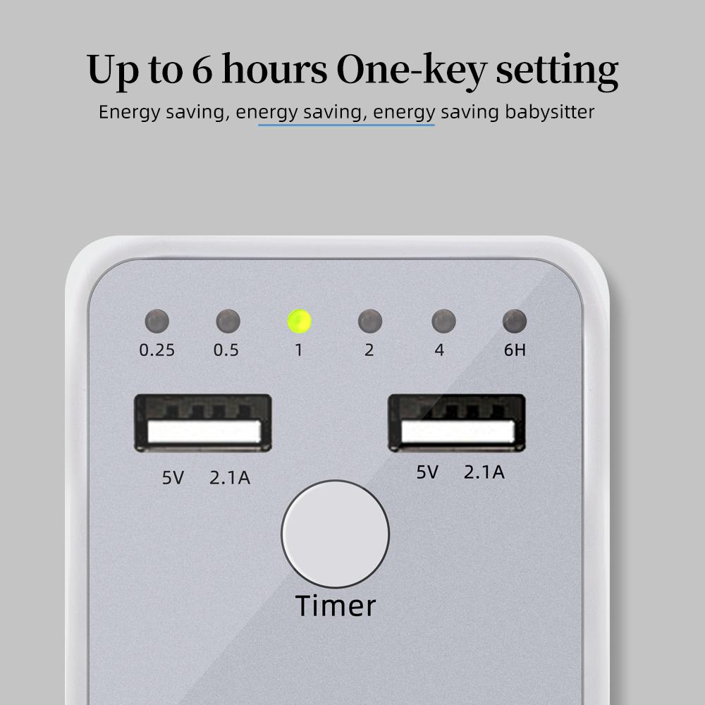 Programmable Countdown Timer Socket Electrical Intelligent 6HR Socket for USB Interface Switch with EU US UK FR Plug