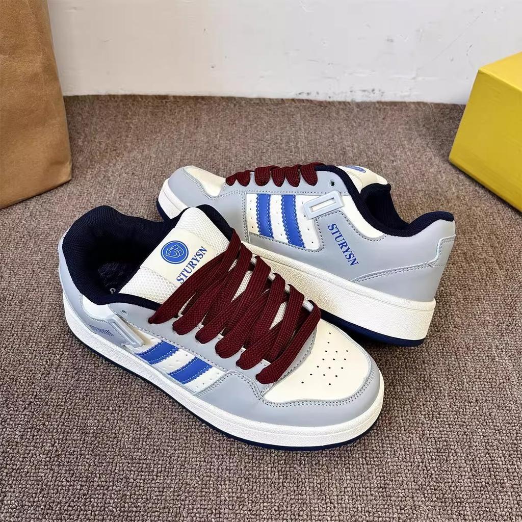 Новые осенние нишевые ретро бежевые туфли-хлебцы, национальные универсальные уличные спортивные и повседневные туфли, женские белые и красные