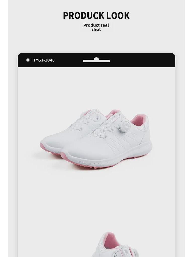 Женские водонепроницаемые туфли для гольфа с пряжкой-кнопкой, эластичными шнурками, нескользящими фиксированными шипами