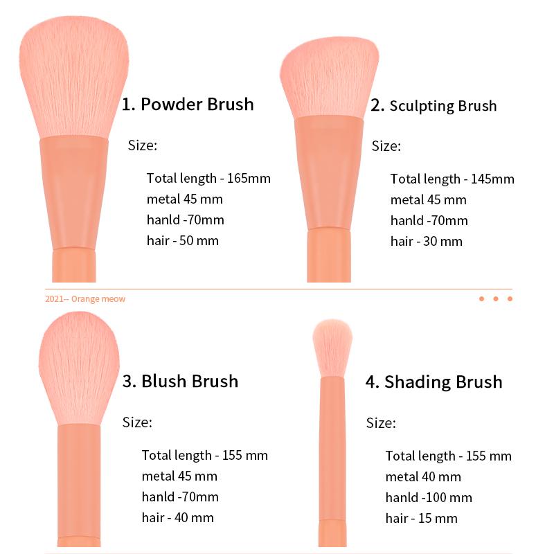 DUcare Оранжевый, 8 шт., высококачественные кисти для макияжа для лица, синтетические пудры для волос, румяна, тени для бровей, набор кистей для макияжа с косметичкой