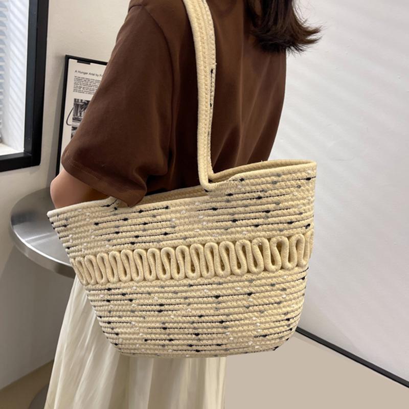 Наборы для вязания, пляжная сумка цвета хаки, большая вместительная соломенная сумка ручной работы, весенне-летняя праздничная сумка для отдыха, женская сумка, сумка для покупок