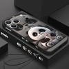 Чехол-подвеска с Пандой, пьющей молочный чай, для iPhone 17 Pro Max Мягкий силиконовый чехол для iPhone 16 Pro Max Funda iPhone 15 14 13 12 11 16E Air