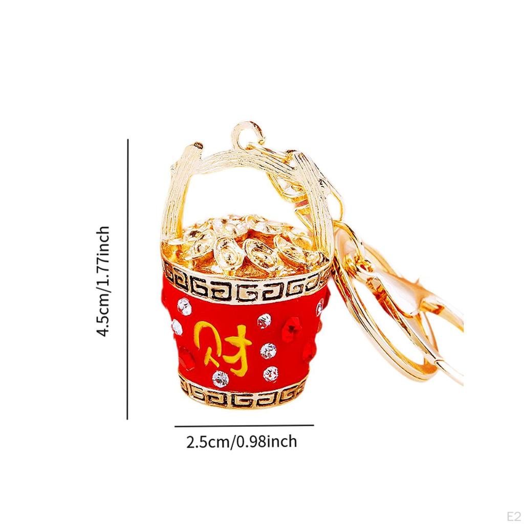 Feng Shui Bucket of Good Fortune Keychain Yuan Bao Amulet Keychain,Creative,Harmony Porsperity Bag
