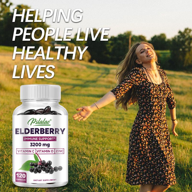Elderberry Capsules 3200mg - with Black Elder Extract - Energy & Immune Booster