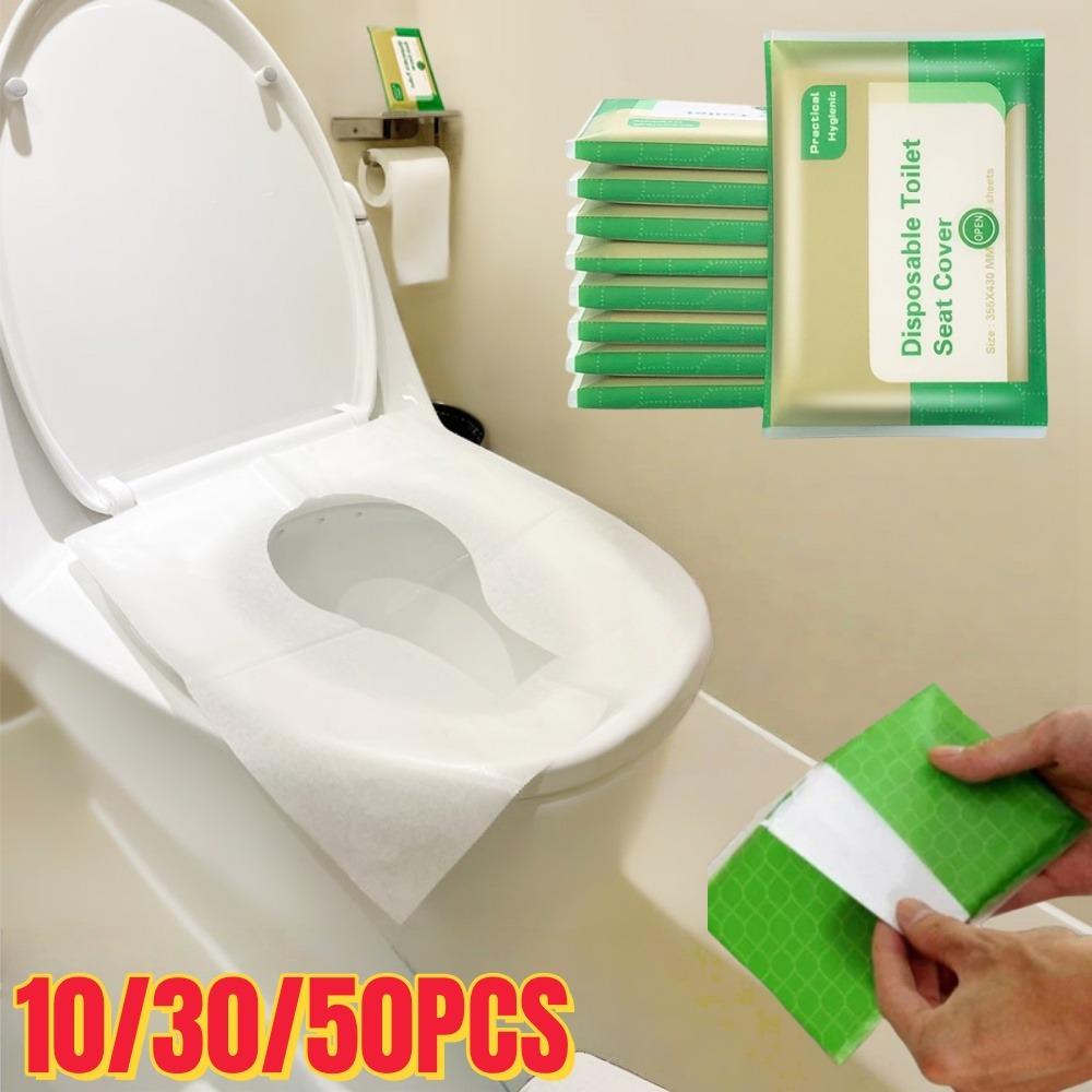 50pcs/lot Disposable Toilet Seat Cover 10pcs Waterproof Soluble Safety Travel/Camping Hotel Bathroom Accessiories Mat Portable