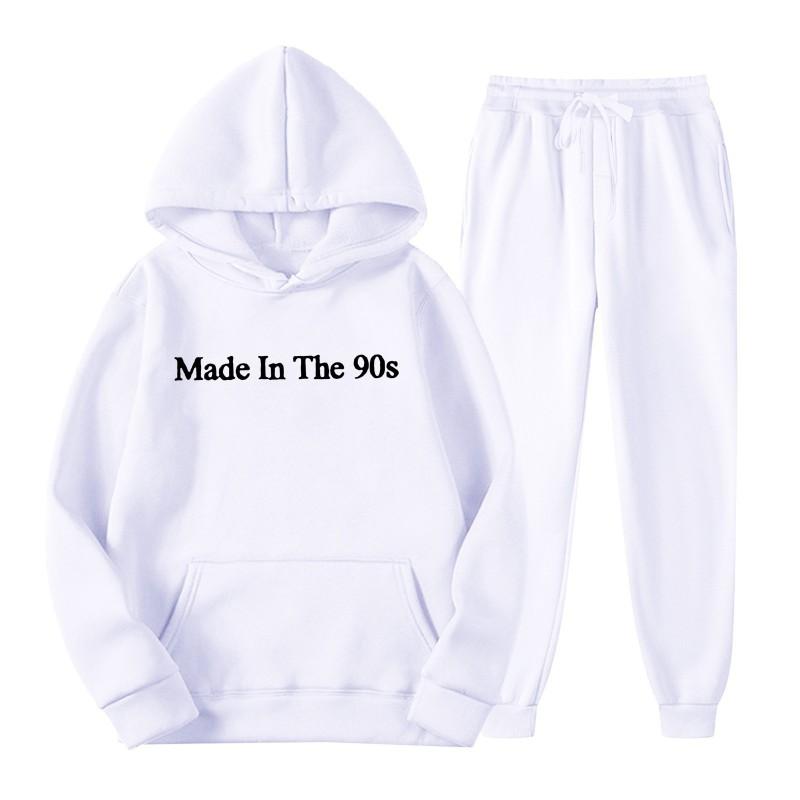 Trendy Unisex Hooded Fleece Lined Sweatshirt Tracksuit