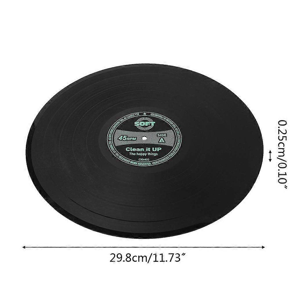 Retro Vinyl Record Coaster Placemat Round Heat Resistant Silicone Drink Mat Home Table Tea Coffee Cup Pad Decor Green