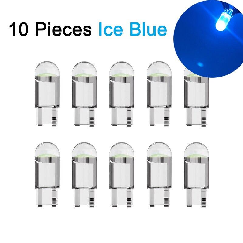 10 PCS Car LED COB Bulb T10 W5W Signal Light 12V 7500K White Auto Interior Dome Reading License Plate Lamps Wedge Side Bulbs