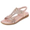 Summer Plus Size Shoes for Women 36-46 Elegant Elastic Band Comfortable Platform Wedges Flats Rhinestone Sandals Beach Footwear