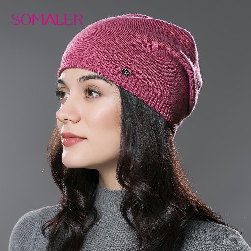 SOMALER Женские вязаные шерстяные шапки на зиму в стиле хип-хоп Gorros для женщин, повседневные кепки хорошего качества
