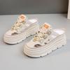 W3650 Women's Summer White Hollowed-Out Height-Increasing Thick-Soled Casual Sandals