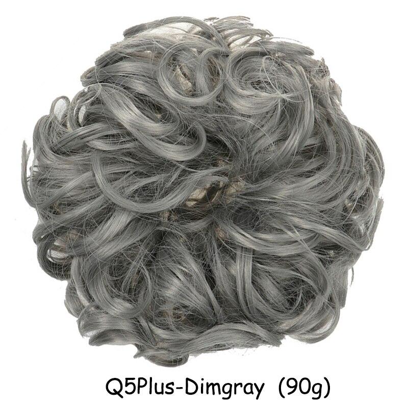 MISS WIG Women Messy Chignon Donut Hair Bun Fake Hair Elastic Chignon Synthetic Fiber Hairpiece Gray Black Brown Color