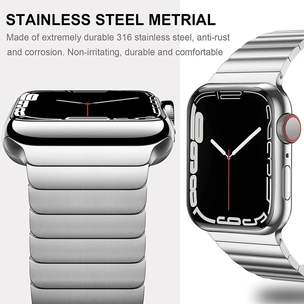 Титановый цветной Ремешок из нержавеющей стали Для Apple Watch Band Ultra2 49мм 45мм 44мм 42мм 41мм 40мм Звеньевой браслет IWatch 9 8 7 6 SE 5
