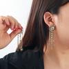 Exaggerated Sun Moon Asymmetrical Tassel Earrings for Women, Fashionable, Simple, Personalized, Long Style