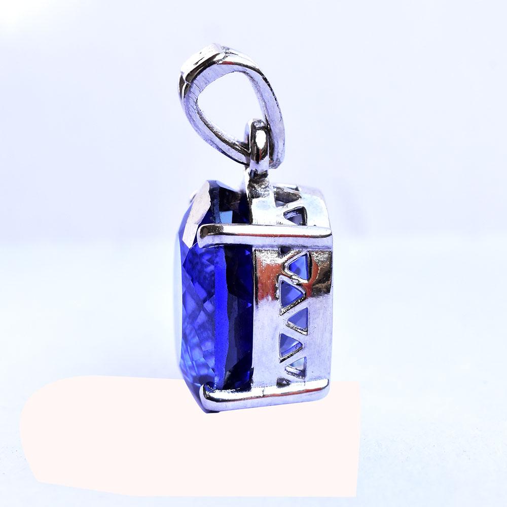 NATURAL Blue Sapphire 18 Ct 925 Sterling Silver Oval Gemstone Pendant