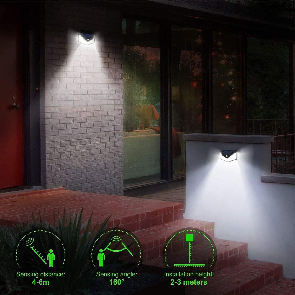 220LED Outdoor Solar Lights Waterproof Motion Sensor Wall Lamp 3 Lighting Modes Solar Powered Street Light for Yard Garden Decor
