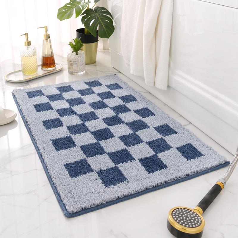 Inyahome Black and White Checkered Bath Mat Plush Microfiber Absorbent Bathroom Rugs Luxury Machine Washable Indoor Doormat Rugs