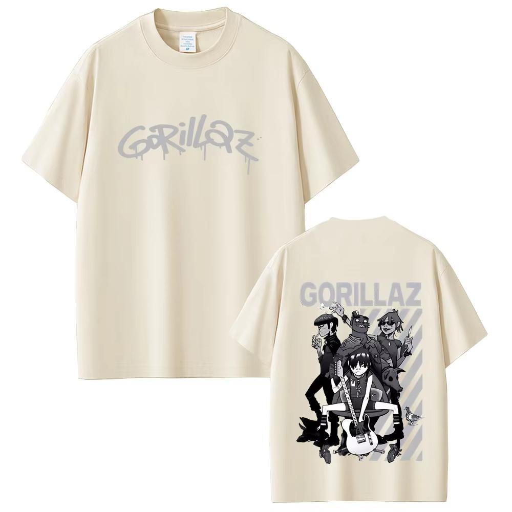Ограниченный выпуск Футболки с принтом рок-группы Gorillaz Мужские Женские Готические Оверсайз Уличная одежда Мужская Повседневная Винтажная Футболка с коротким рукавом