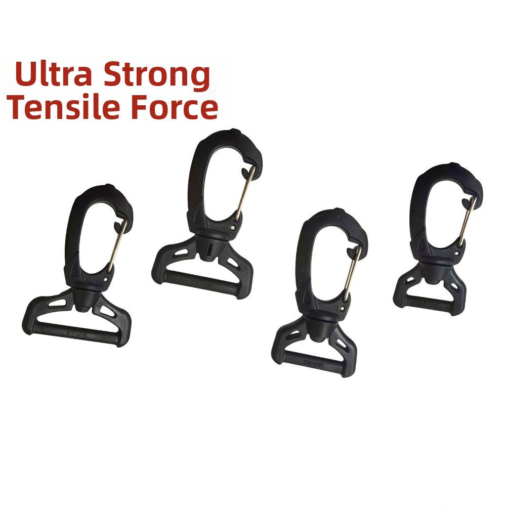 Black Camping Hiking Keychain Plastic Spring Rotating Hook Outdoor Tool