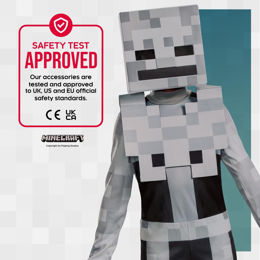 Disguise Minecraft Skeleton Costume Kids Video Game Inspired Character Outfit Classic Kids Size S Gray (4-6)