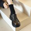 Британский стиль платформа маленькие кожаные туфли женские весна и осень 2025 новые ретро на шнуровке на платформе одинарные туфли маленькие лоферы