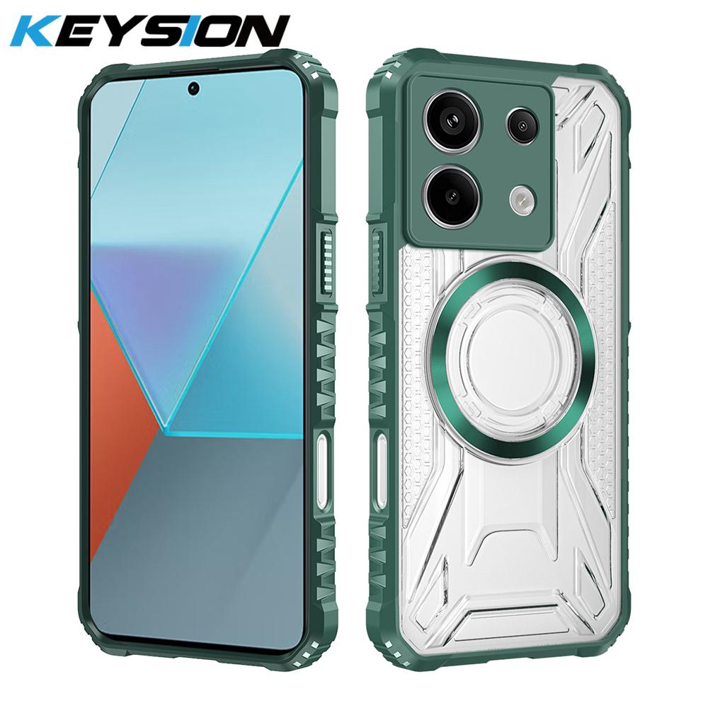 KEYSION Прозрачный магнитный чехол для Redmi Note 13 Pro 4G 13 Pro+5G Ударопрочная задняя крышка для телефона для Xiaomi POCO X6 5G M6 Pro 4G