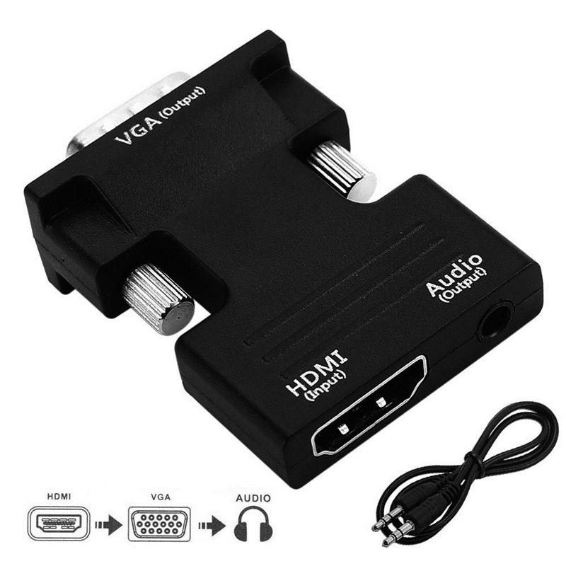 Компактный адаптер HDMI Female to VGA Male с поддержкой аудио, разрешение 1080P