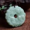 Green Jade Hand-Carved Dragon Hollow Jade Pendant Necklace Multicolor Chinese Amulet Women Mans Lucky Jewelry Gift