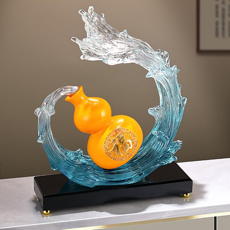 Скульптура тыквы «Счастливый карп», украшение для рабочего стола в офисе, креативная статуэтка из смолы, китайский подарок на свадьбу и Новый год