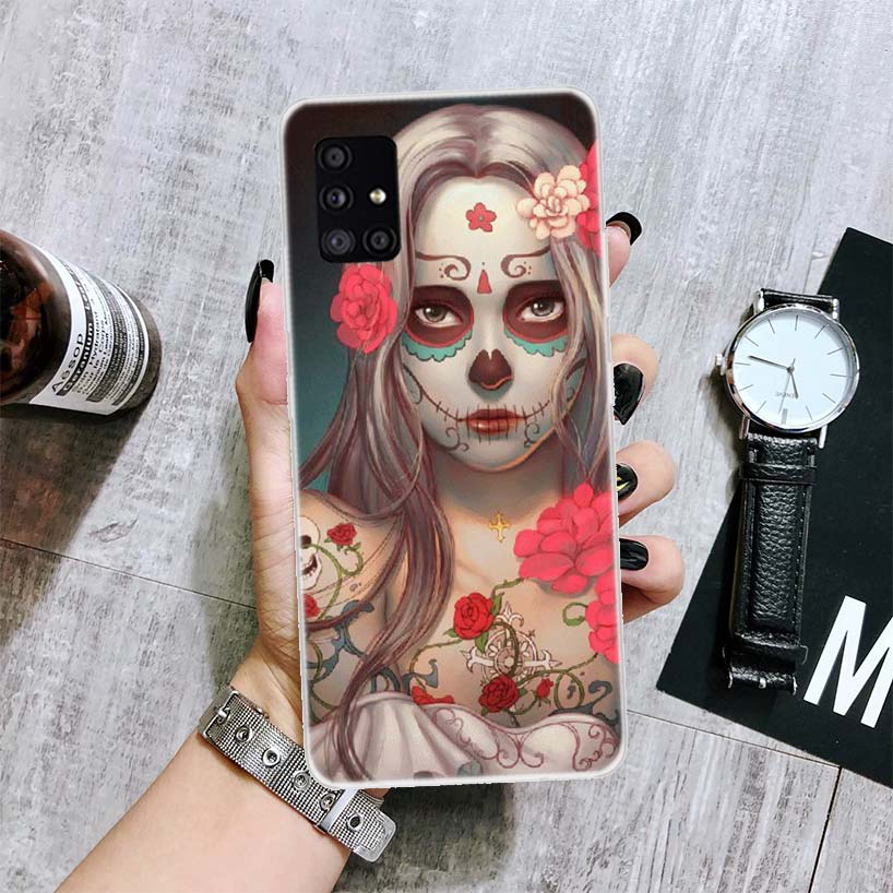 Чехол для телефона Catrina Beautiful Rose Girl Skull для Samsung Galaxy A52 A32 A22 A12 A02S A50S A30S A51 A31 AA71 Note 20 Ultra 10 S10