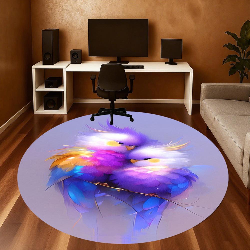 1PC Birds Fantasy Art Round Chair mat Area Rug - Non-Slip, Floor Mat for Office, Bedroom, home decor Christmas Gift c0528086