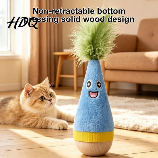 Интерактивные игрушки для кошек для дома Деревянная качалка Самовосстанавливающийся кувыркающийся мячик с перьями Плюшевый котенок для погони Боксерская груша Устойчивая, прочная